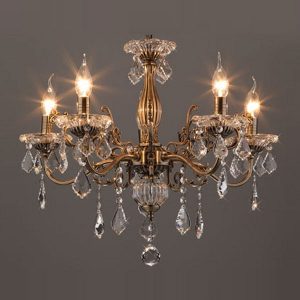 Люстра подвесная Eurosvet Elisha 3281/5 античная бронза/прозрачный хрусталь Strotskis