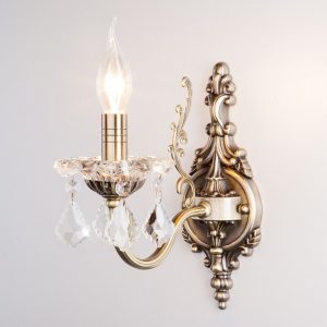 Бра  Eurosvet Elisha 3281/1 античная бронза/прозрачный хрусталь Strotskis